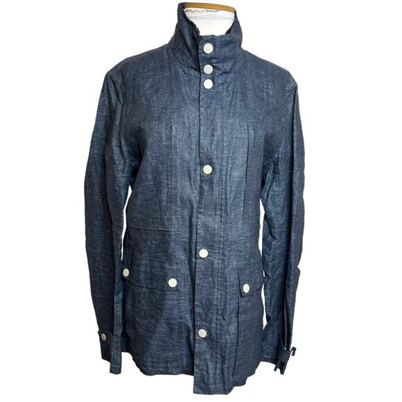 Monobi jacket bowery field jacket tailored techies linen coated Sz XS - Picture 3 of 8